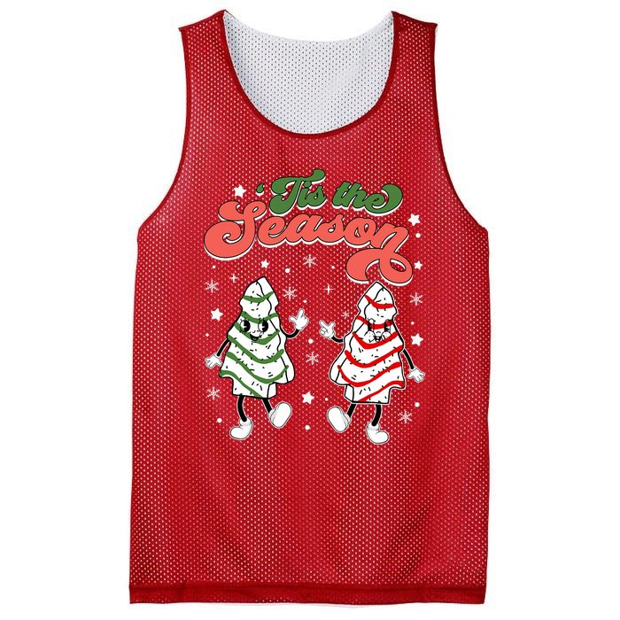 Retro Tis The Season Christmas Tree Cakes Debbie Funny Mesh Reversible Basketball Jersey Tank