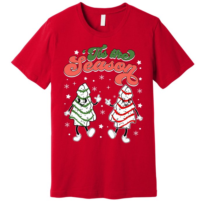 Retro Tis The Season Christmas Tree Cakes Debbie Funny Premium T-Shirt