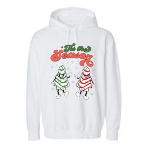 Retro Tis The Season Christmas Tree Cakes Debbie Funny Garment-Dyed Fleece Hoodie