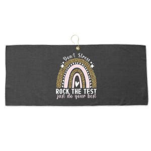 Rock The Test Test Day Teacher Testing Day Rainbow Large Microfiber Waffle Golf Towel