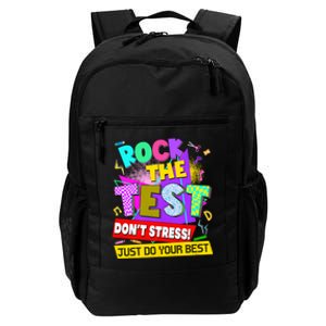 Rock The Test Dont Stress Testing Day Teachers Students Daily Commute Backpack