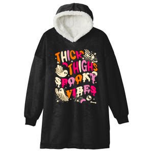 Retro Thick Thighs Spooky Vibe Groovy Witchy Halloween Costume Gift Hooded Wearable Blanket