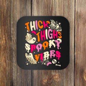 Retro Thick Thighs Spooky Vibe Groovy Witchy Halloween Costume Gift Coaster