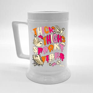 Retro Thick Thighs Spooky Vibe Groovy Witchy Halloween Costume Gift Beer Stein