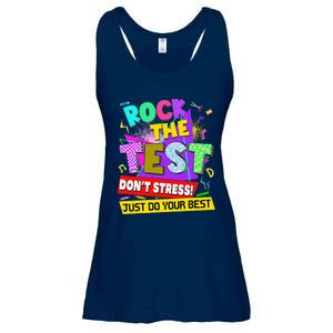 Rock The Test Dont Stress Testing Day Teachers Students Ladies Essential Flowy Tank