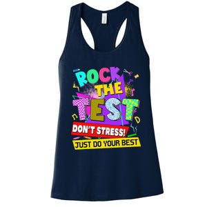 Rock The Test Dont Stress Testing Day Teachers Students Women's Racerback Tank