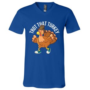 Runners Trot That Turkey Thanksgiving Cool Gift Running Marathon Gift V-Neck T-Shirt