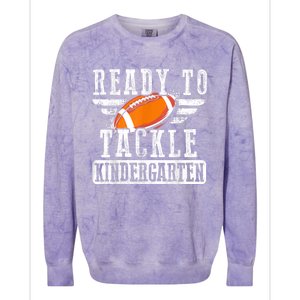 Ready To Tackle Kindergarten Football Ball Back To School Colorblast Crewneck Sweatshirt