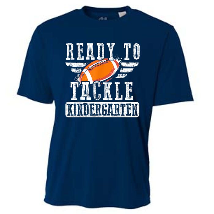 Ready To Tackle Kindergarten Football Ball Back To School Cooling Performance Crew T-Shirt