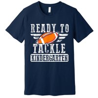 Ready To Tackle Kindergarten Football Ball Back To School Premium T-Shirt