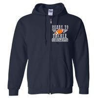 Ready To Tackle Kindergarten Football Ball Back To School Full Zip Hoodie