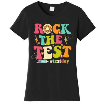 Rock The Test Testing Day Groovy Motivational Women's T-Shirt