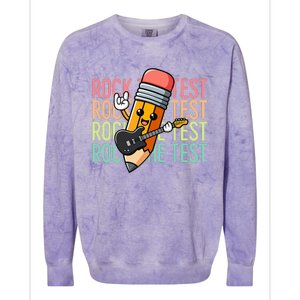 Rock The Test Day Teacher Testing Day Motivational Funny Colorblast Crewneck Sweatshirt