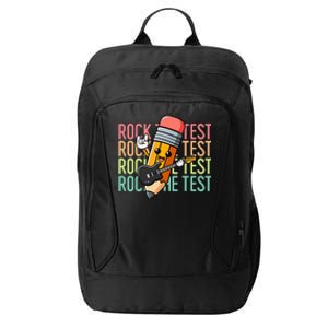 Rock The Test Day Teacher Testing Day Motivational Funny City Backpack