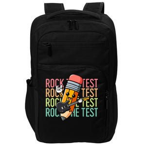 Rock The Test Day Teacher Testing Day Motivational Funny Impact Tech Backpack