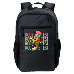 Rock The Test Day Teacher Testing Day Motivational Funny Daily Commute Backpack