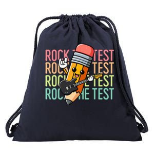 Rock The Test Day Teacher Testing Day Motivational Funny Drawstring Bag