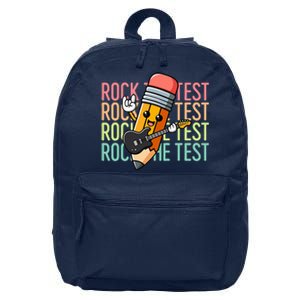 Rock The Test Day Teacher Testing Day Motivational Funny 16 in Basic Backpack