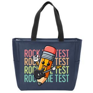 Rock The Test Day Teacher Testing Day Motivational Funny Zip Tote Bag