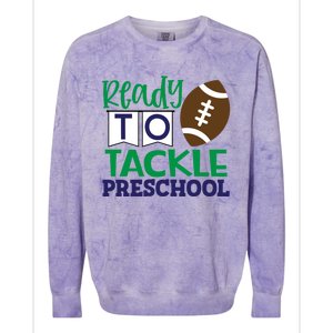 Ready To Tackle Football Theme Preschool Gift Colorblast Crewneck Sweatshirt