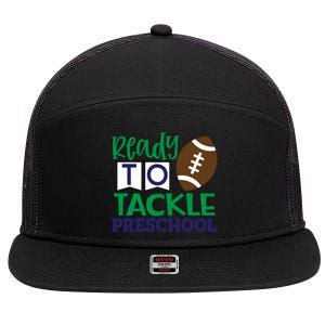 Ready To Tackle Football Theme Preschool Gift 7 Panel Mesh Trucker Snapback Hat