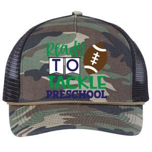 Ready To Tackle Football Theme Preschool Gift Retro Rope Trucker Hat Cap