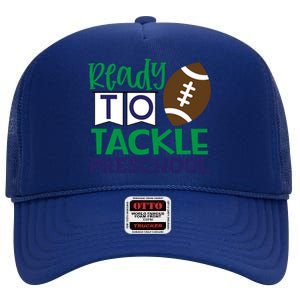 Ready To Tackle Football Theme Preschool Gift High Crown Mesh Back Trucker Hat