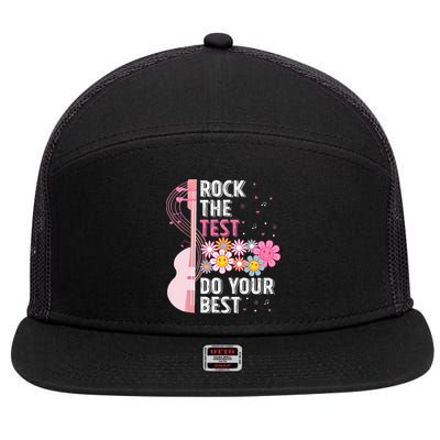 Rock The Test Do Your Best Testing Day Teachers Students 7 Panel Mesh Trucker Snapback Hat