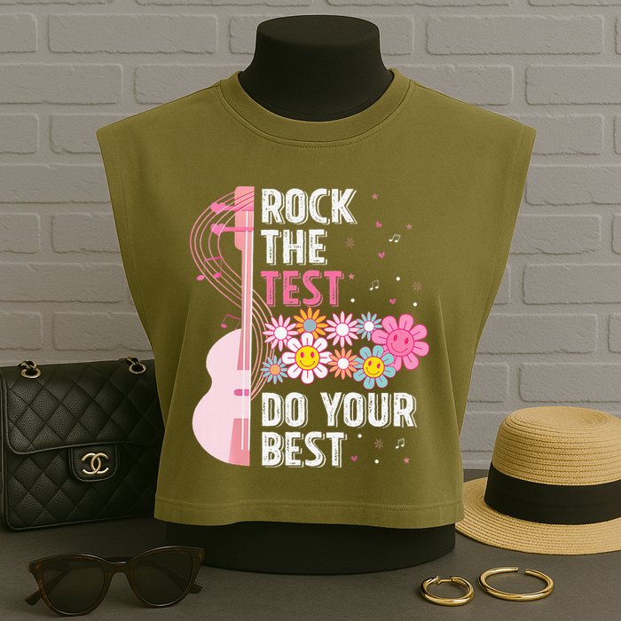 Rock The Test Do Your Best Testing Day Teachers Students Garment-Dyed Women's Muscle Tee