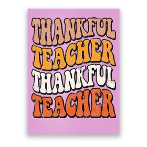 Retro Thankful Teacher Fall Thanksgiving Elementary Teacher Poster