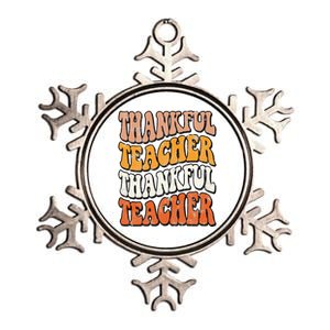 Retro Thankful Teacher Fall Thanksgiving Elementary Teacher Metallic Star Ornament