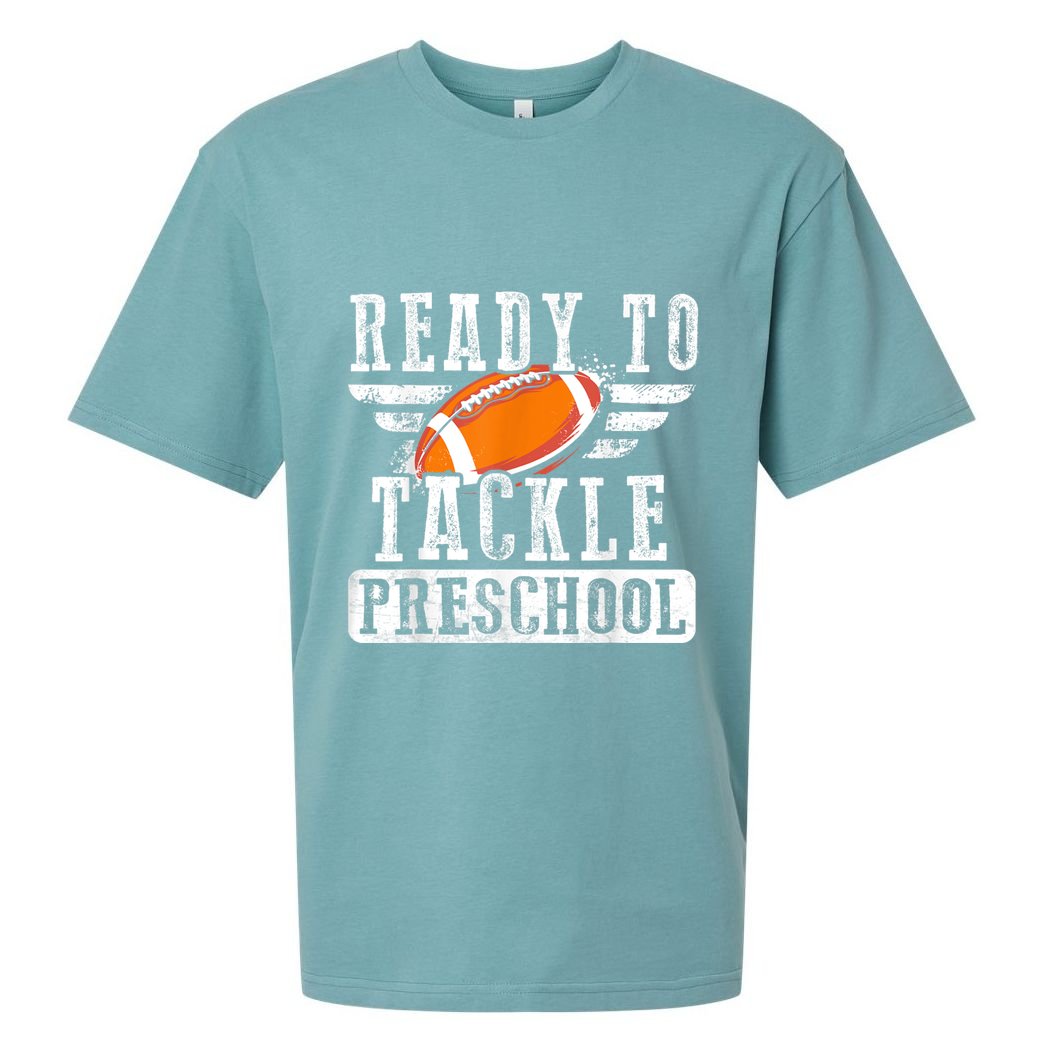 Ready To Tackle Preschool Football Ball Back To School Sueded Cloud Jersey T-Shirt