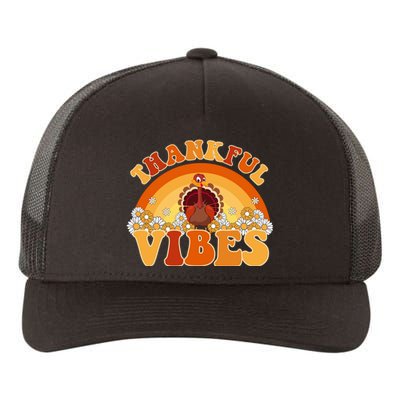 Retro Thanksgiving Thankful Vibes Turkey Sunset Yupoong Adult 5-Panel Trucker Hat