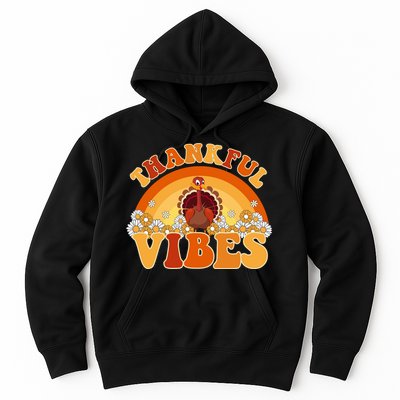 Retro Thanksgiving Thankful Vibes Turkey Sunset Hoodie