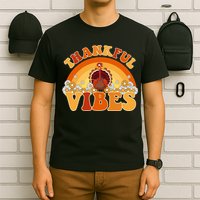 Retro Thanksgiving Thankful Vibes Turkey Sunset T-Shirt