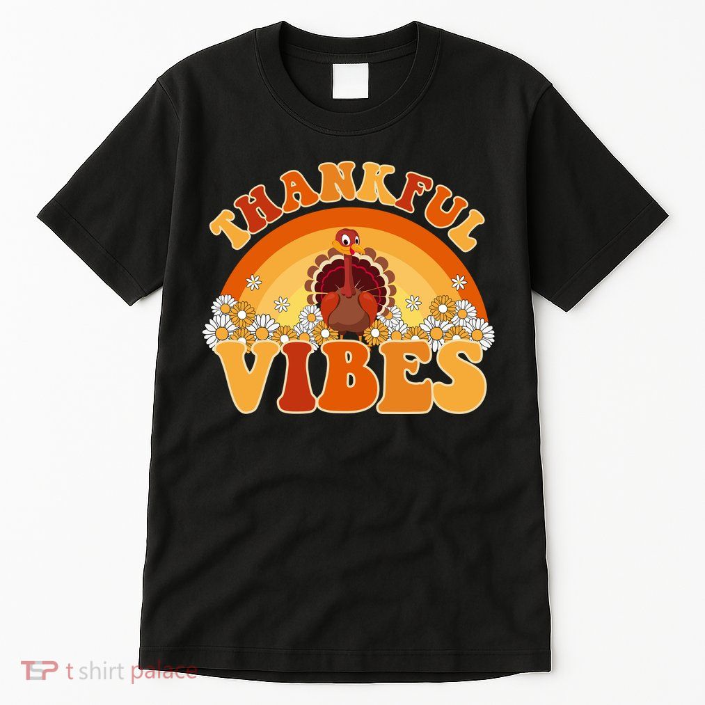 Retro Thanksgiving Thankful Vibes Turkey Sunset Tall T-Shirt