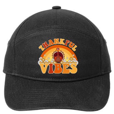 Retro Thanksgiving Thankful Vibes Turkey Sunset 7-Panel Snapback Hat