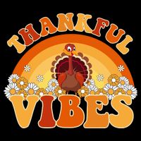Retro Thanksgiving Thankful Vibes Turkey Sunset 16 in Basic Backpack