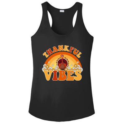 Retro Thanksgiving Thankful Vibes Turkey Sunset Ladies PosiCharge Competitor Racerback Tank