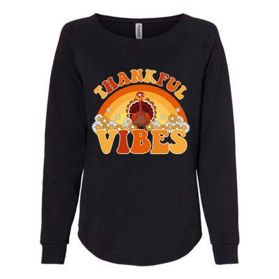 Retro Thanksgiving Thankful Vibes Turkey Sunset Womens California Wash Sweatshirt