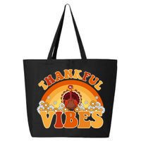 Retro Thanksgiving Thankful Vibes Turkey Sunset 25L Jumbo Tote