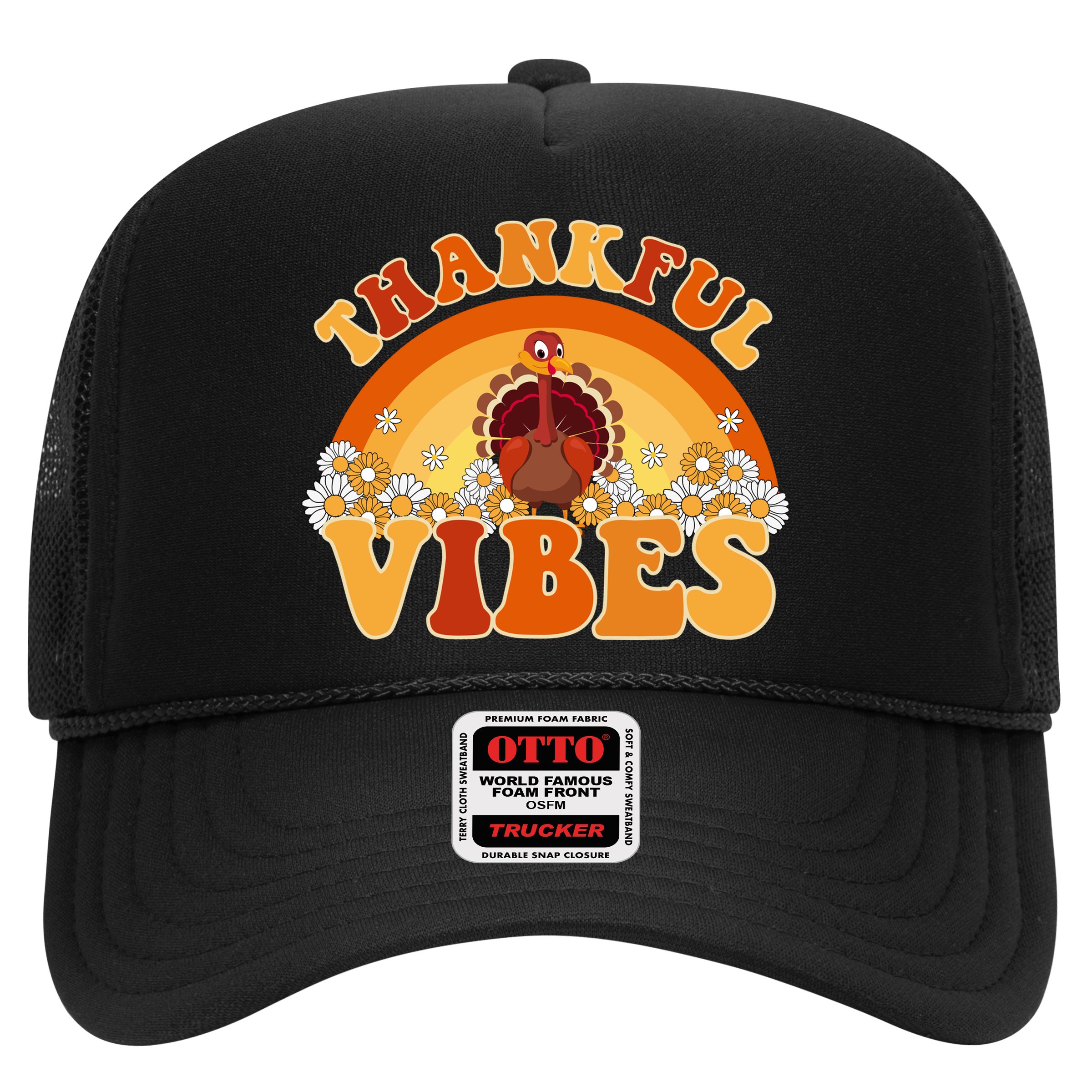 Retro Thanksgiving Thankful Vibes Turkey Sunset Hat