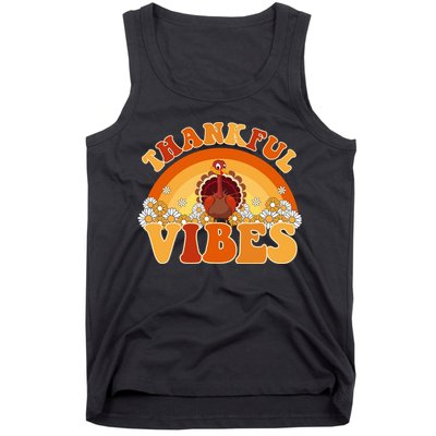 Retro Thanksgiving Thankful Vibes Turkey Sunset Tank Top
