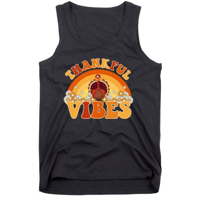 Retro Thanksgiving Thankful Vibes Turkey Sunset Tank Top