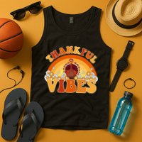 Retro Thanksgiving Thankful Vibes Turkey Sunset Tank Top