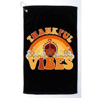 Retro Thanksgiving Thankful Vibes Turkey Sunset Golf Towel