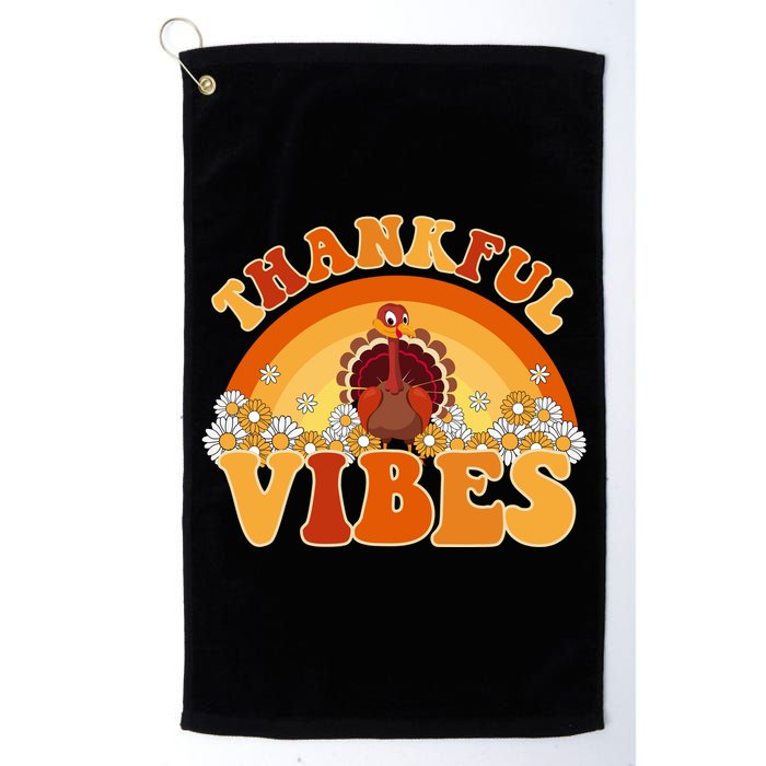 Retro Thanksgiving Thankful Vibes Turkey Sunset Golf Towel