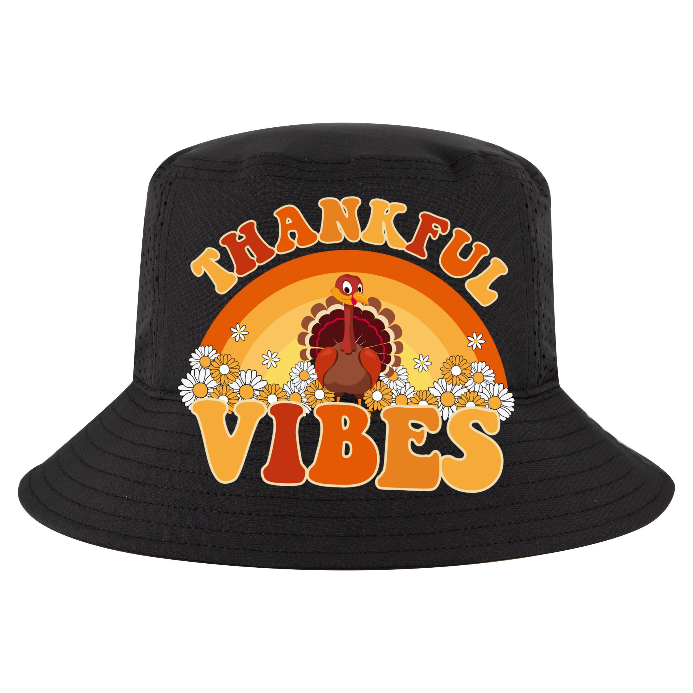 Retro Thanksgiving Thankful Vibes Turkey Sunset Golf Towel