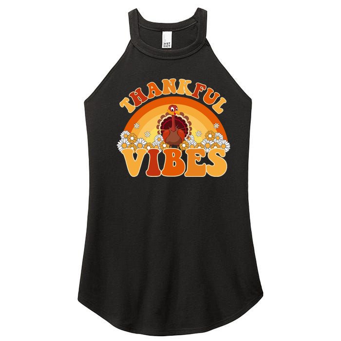 Retro Thanksgiving Thankful Vibes Turkey Sunset Women’s Perfect Tri Rocker Tank