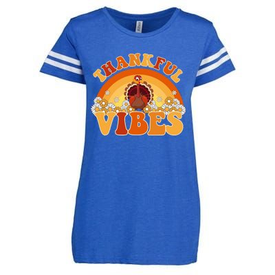 Retro Thanksgiving Thankful Vibes Turkey Sunset Enza Ladies Jersey Football T-Shirt